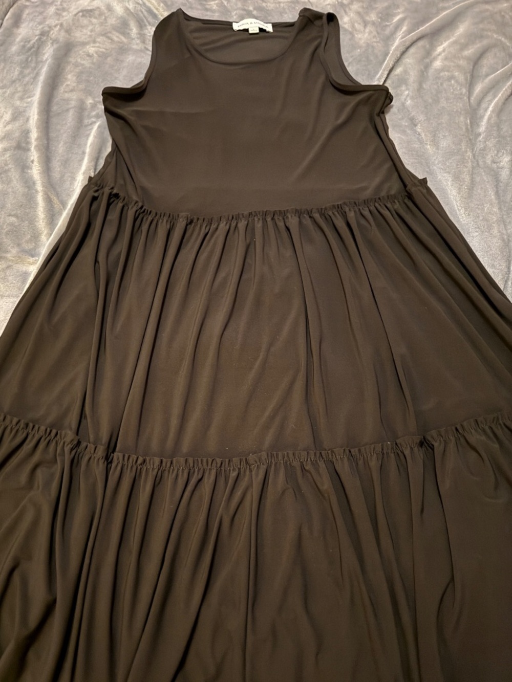 Emma & Michele L Black Tiered Maxi Dress Sleeveless Stretch
